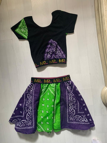 Vybz Kartel  Bandana skirt suit with the logo waist band