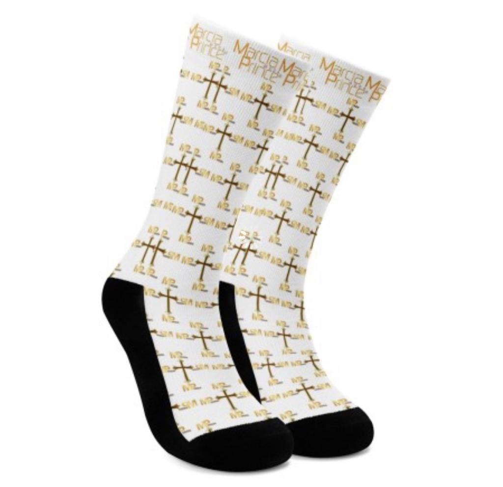 MARCIA PRINCE Designer Logo printed socks