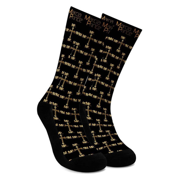 MARCIA PRINCE Designer Logo printed socks