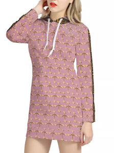 Women hoodie dress with logo down the sleeve