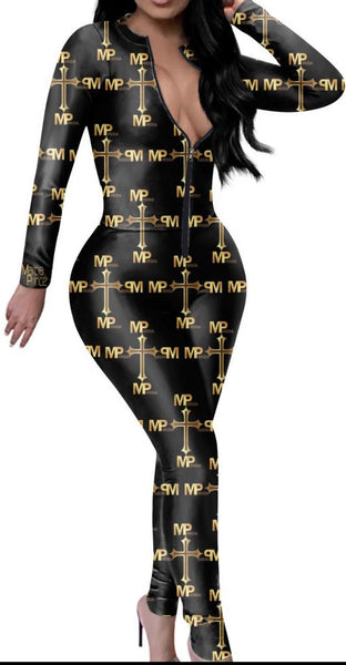 Sexy figure hugging MP moda logo catsuit