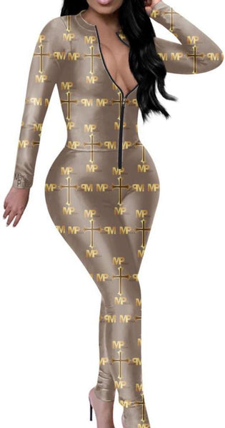 Sexy figure hugging MP moda logo catsuit