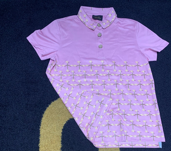 Stunning polo shirt,with half logo pattern and full pattern