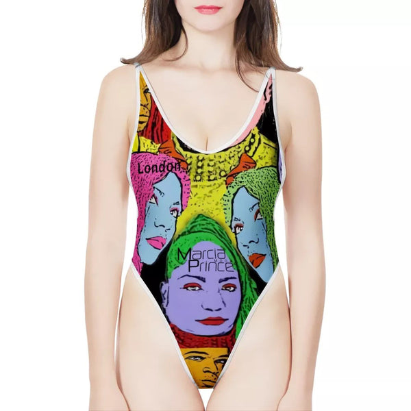 Eye catching monogram swimwear, Jamaica National Bird and Flowers swimwear , and Model and Designer face swimwear